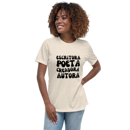 Poeta|Escritora|Autora Black and White Color Cotton T-shirt