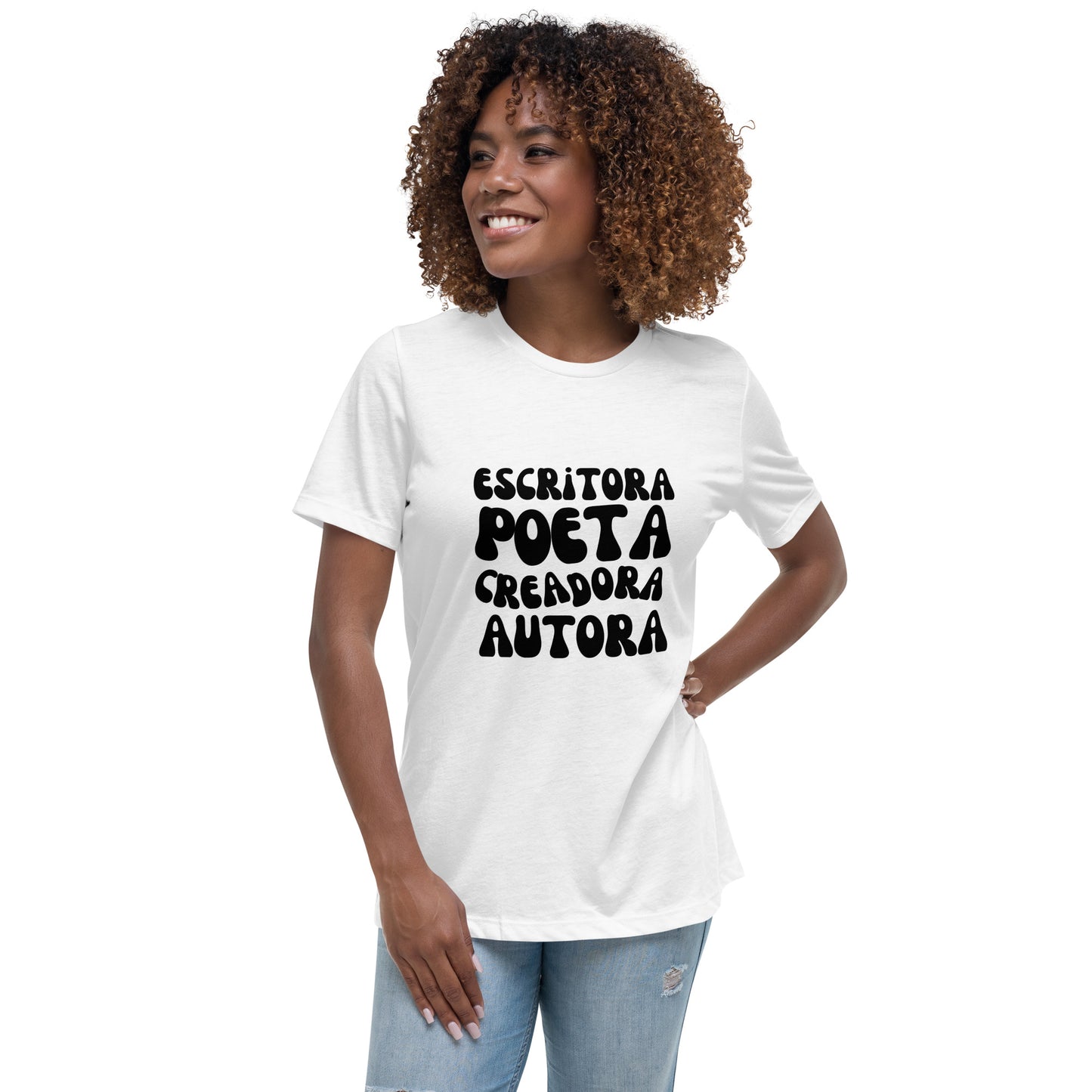 Poeta|Escritora|Autora Black and White Color Cotton T-shirt